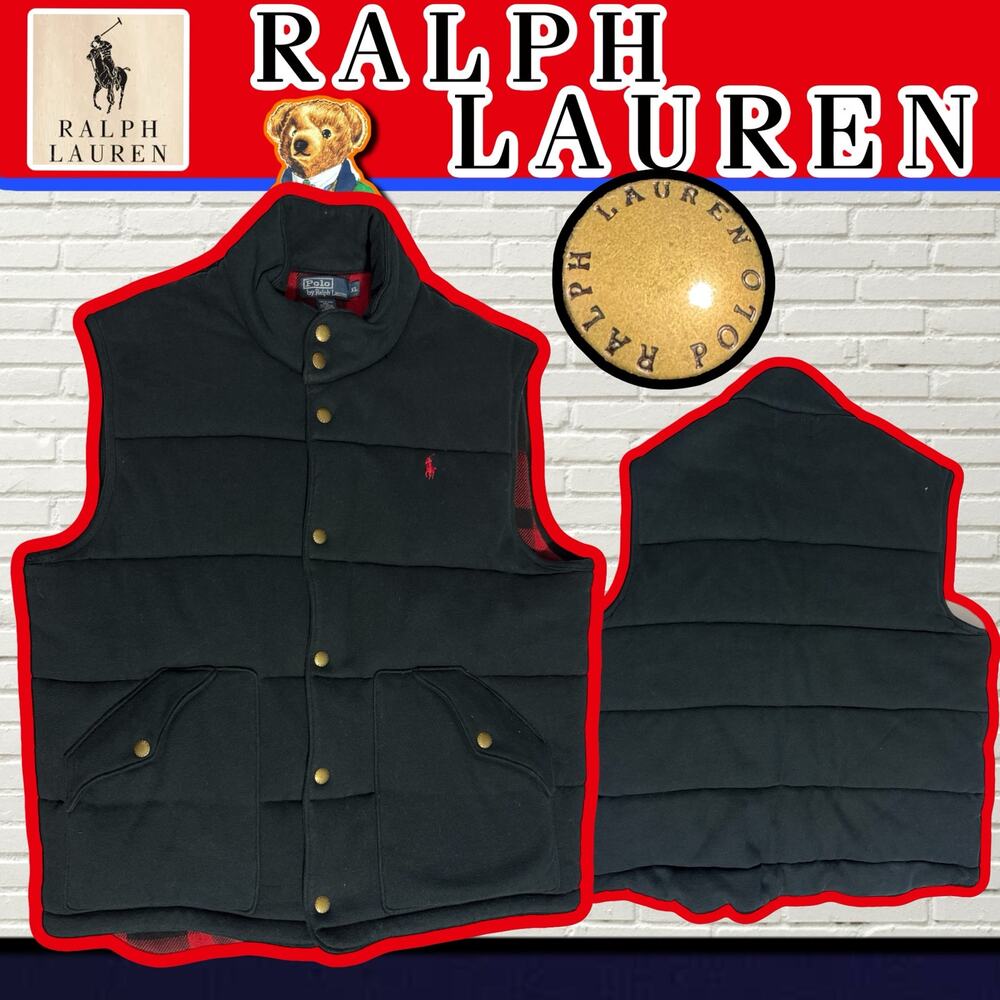 Vintage 90s Polo Ralph Lauren Flannel Lined Puffer Vest XL Quilt Buffalo Plaid